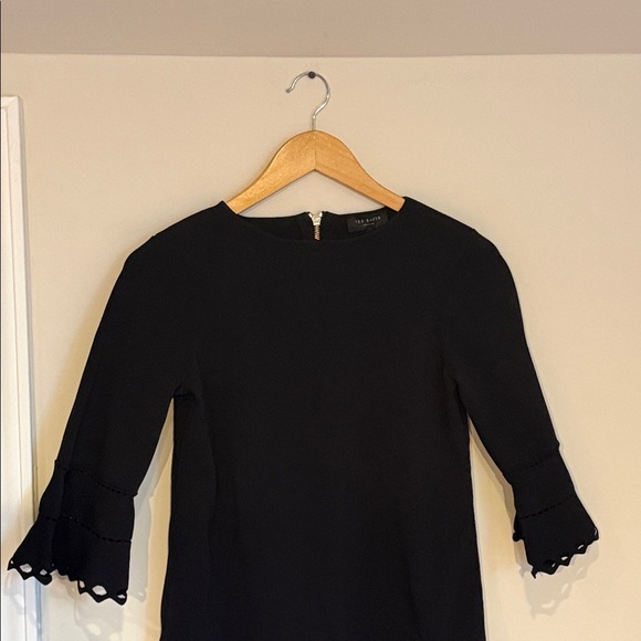 Ted Baker Yazmin Knitted Frill Dress Dark Blue 2 - Picture 4 of 7